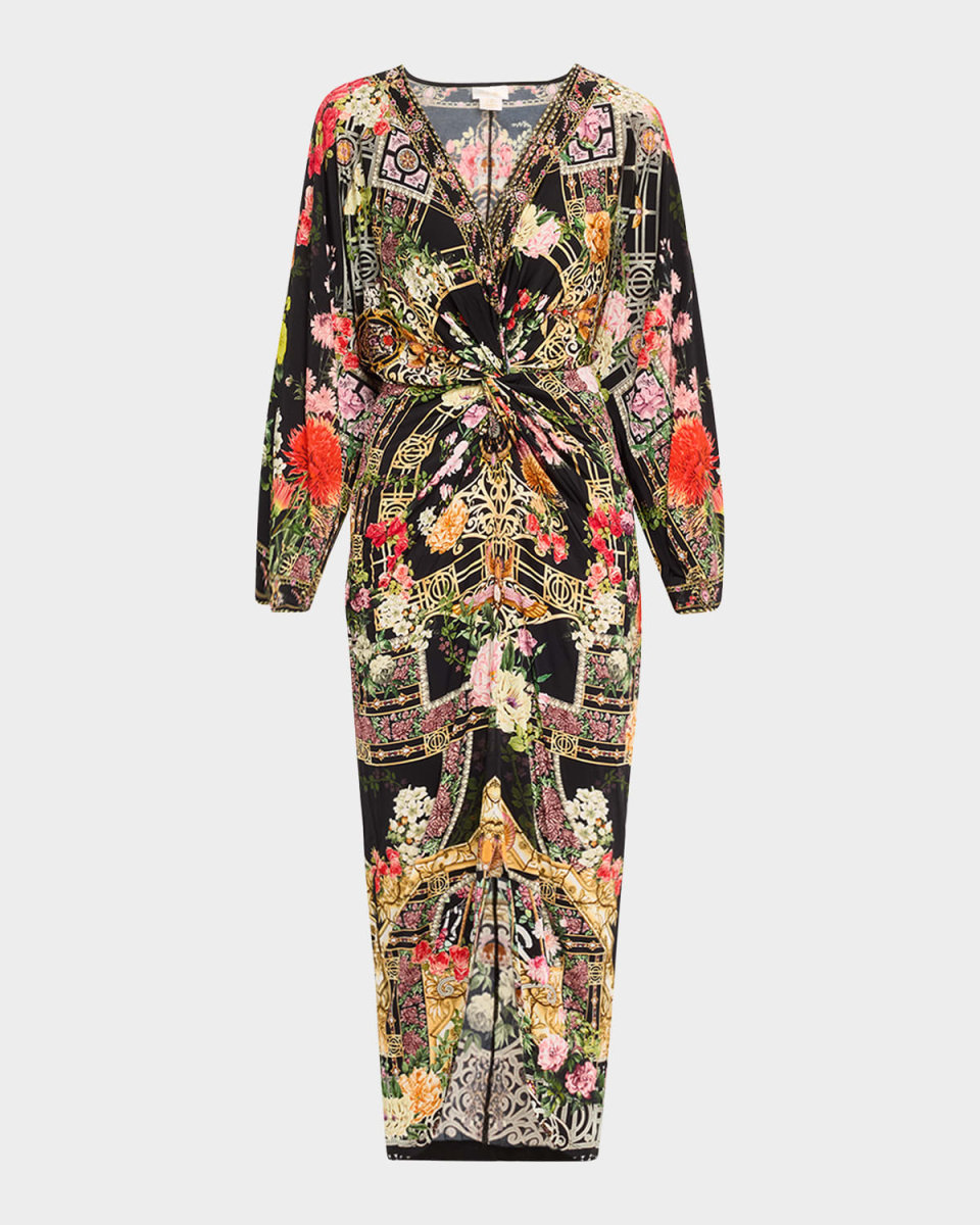 Adorned In Alexandria Long Split Twist-Front Dress